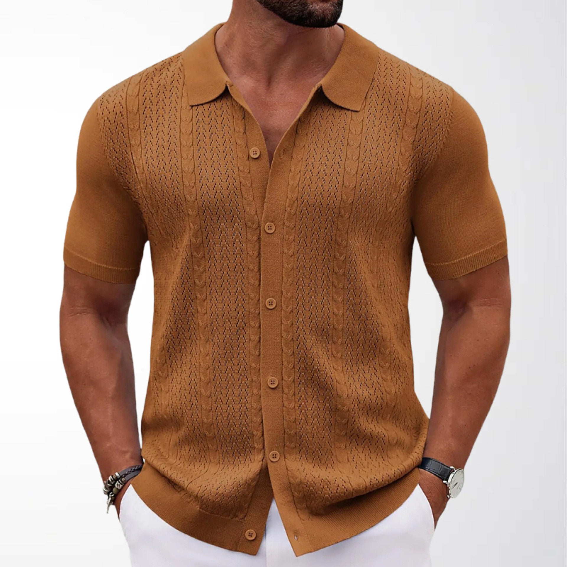 Short-sleeve knitted top