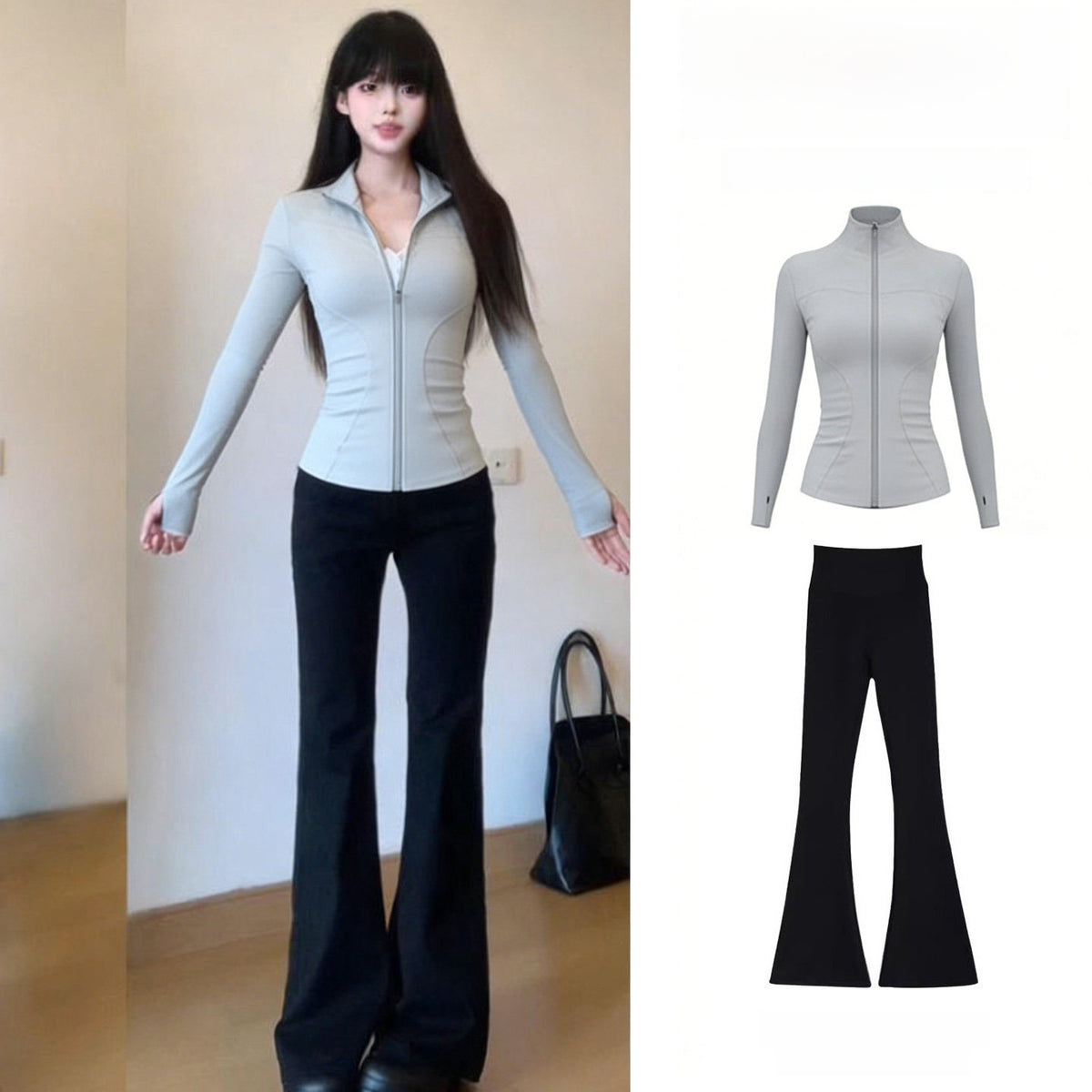 Women's 2-Piece Quick-Dry Long Sleeve Yoga Running Sports Set