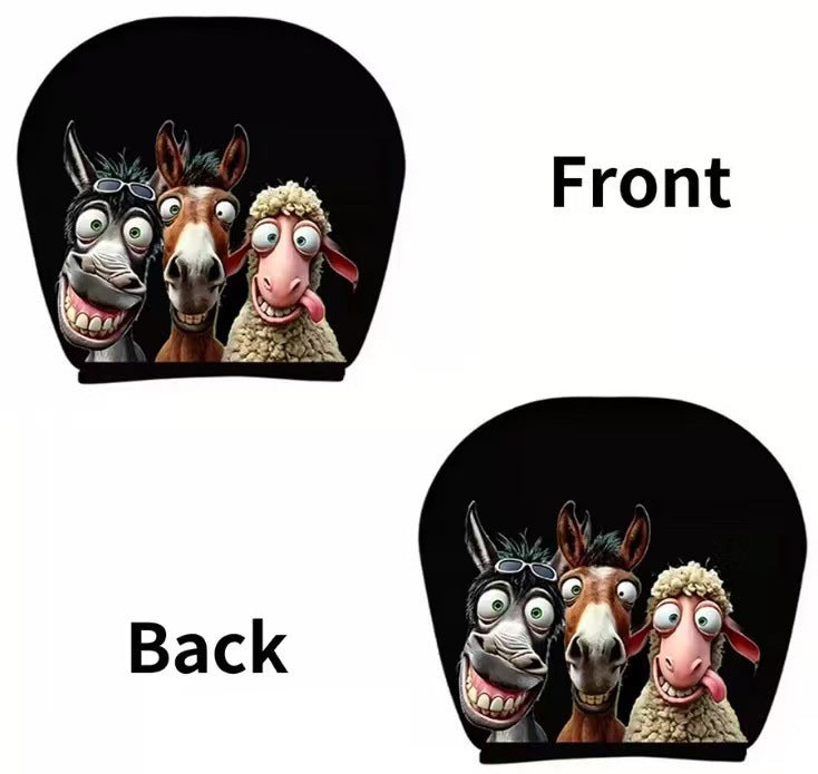 Black Skull Car Printed Headrest Cover Universal Elastic Style Funny and Interesting Universal Headgear