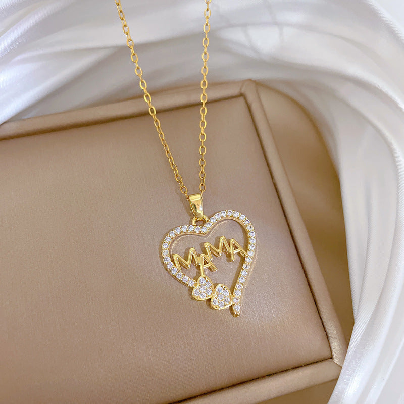 Elegant Micro-Inlaid Zircon Titanium Steel Necklace