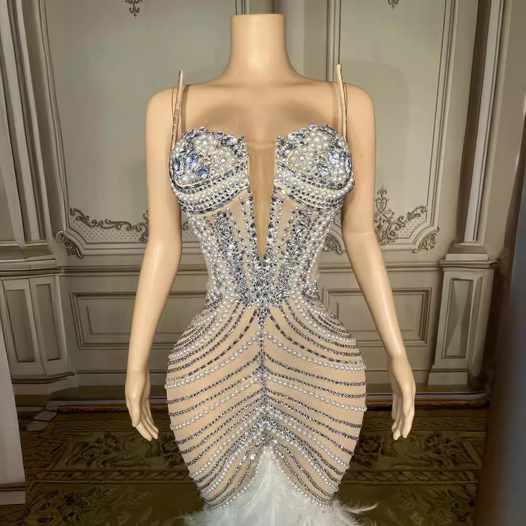 Diamond Embellished Evening Dress