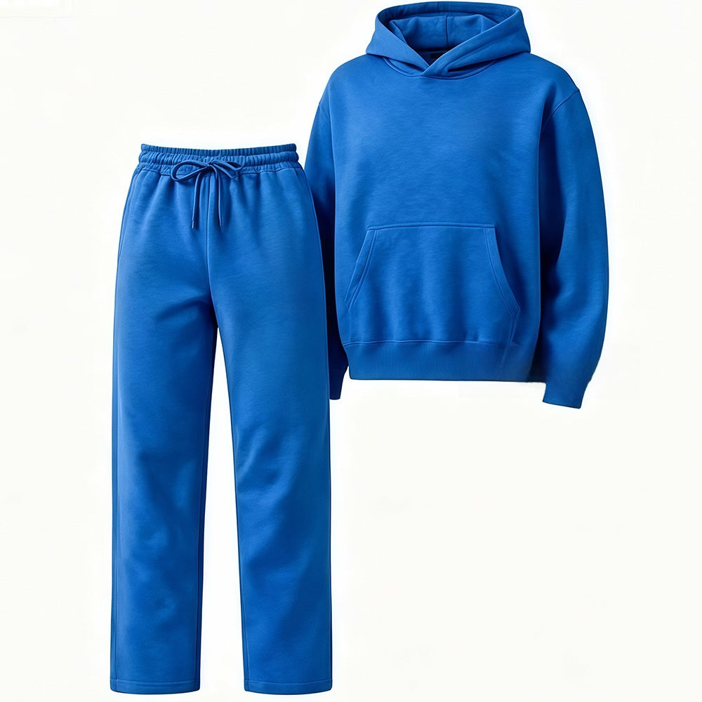 Embroidered Fleece-Lined Hoodie and Wide-Leg Pants Set