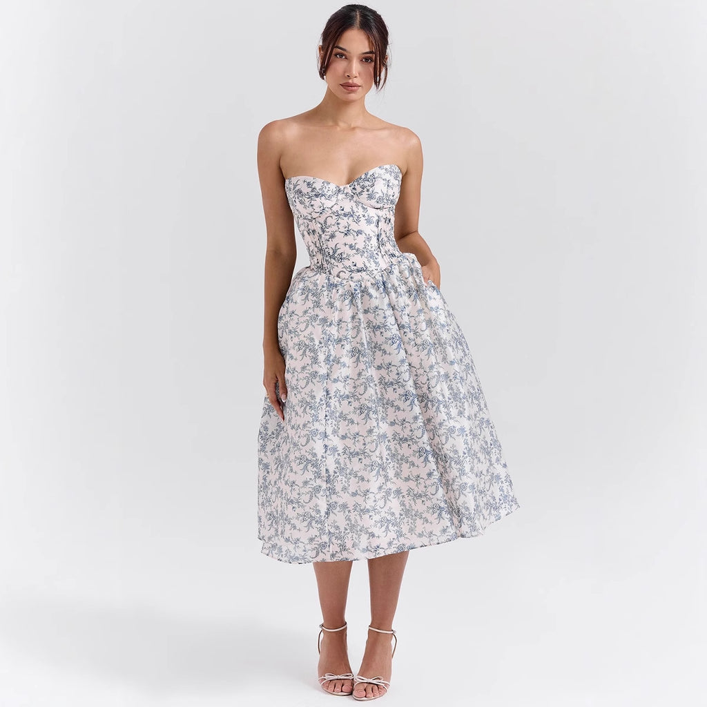 Womens Backless Tube Top Dress
