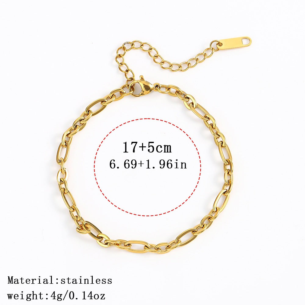 316L Titanium Steel Bracelet Waterproof Hypoallergenic Gold Plated Chain Jewelry for Men Women Unisex Fashion Accessories