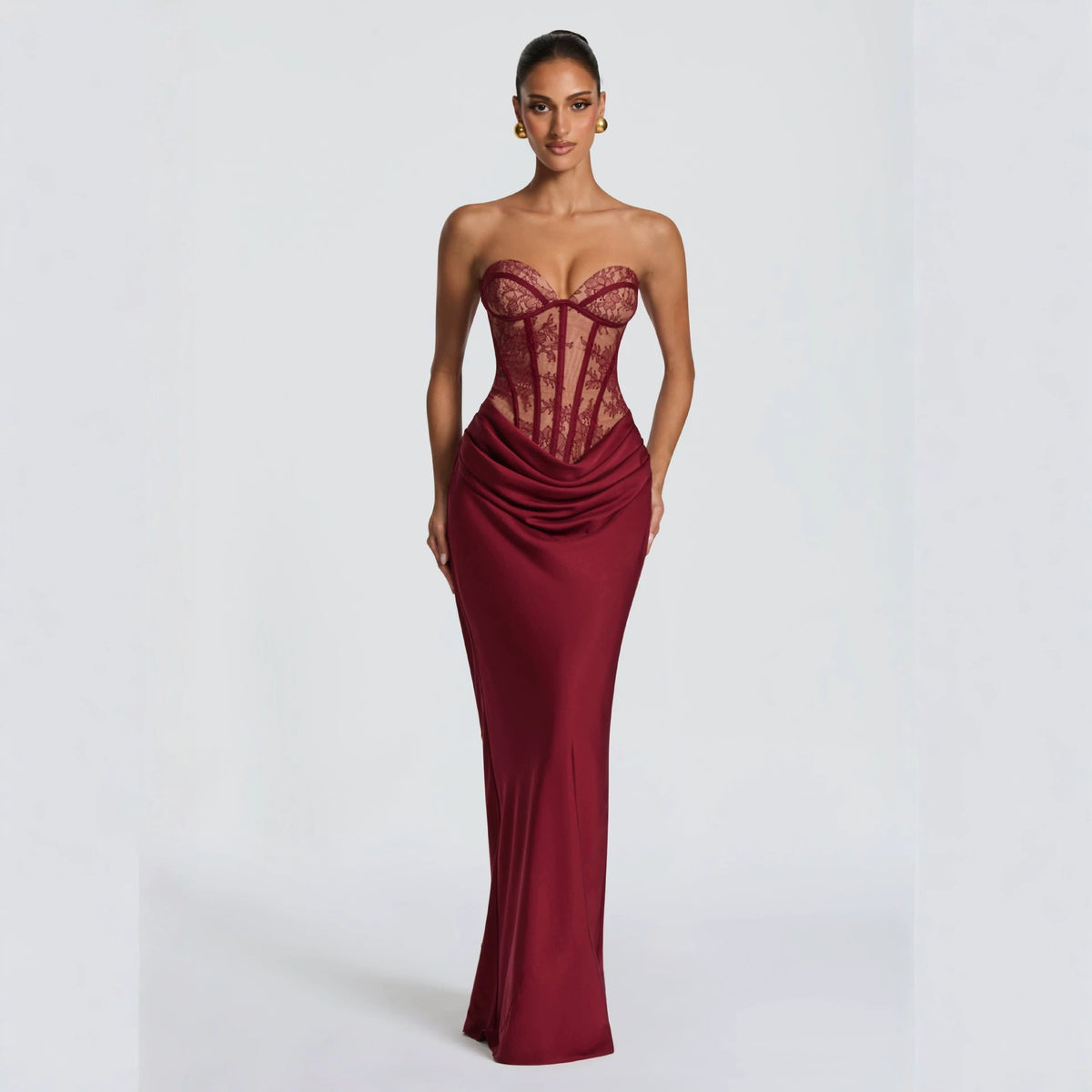 French Lace Elegant Sleeveless Slim Fit Evening Gown