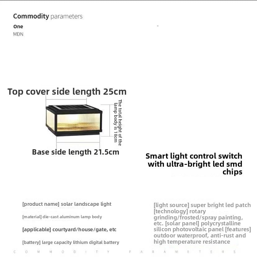 Solar-powered outdoor waterproof post light
