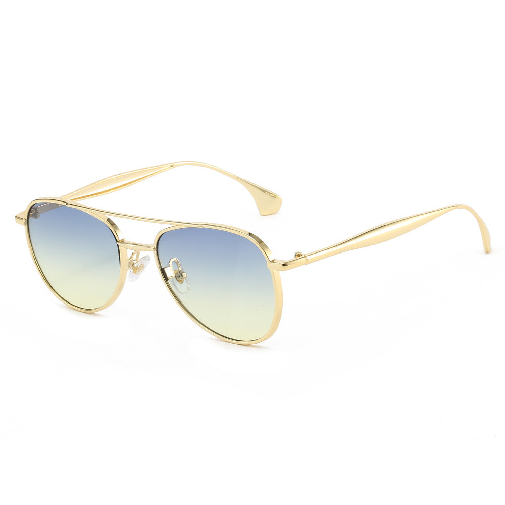 Double-Beam Gradient Metal Frame Sunglasses