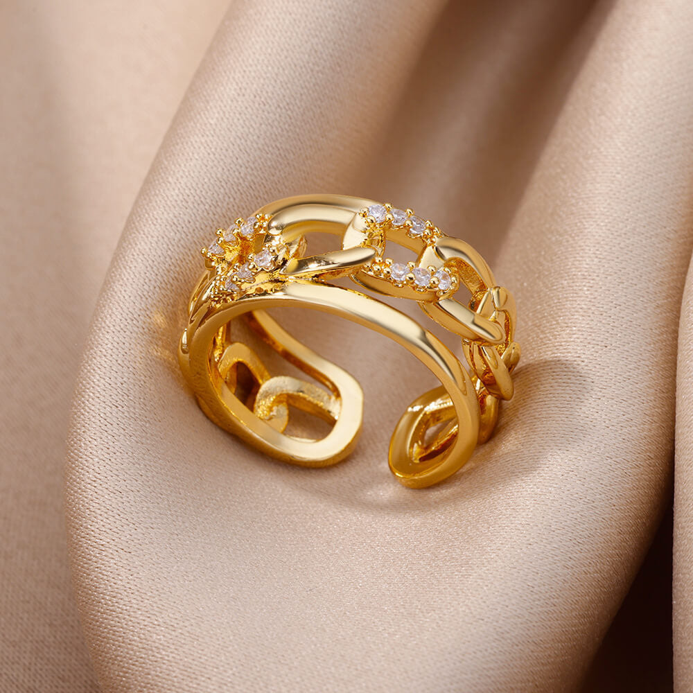 Gold Plated Zircon Open Ring