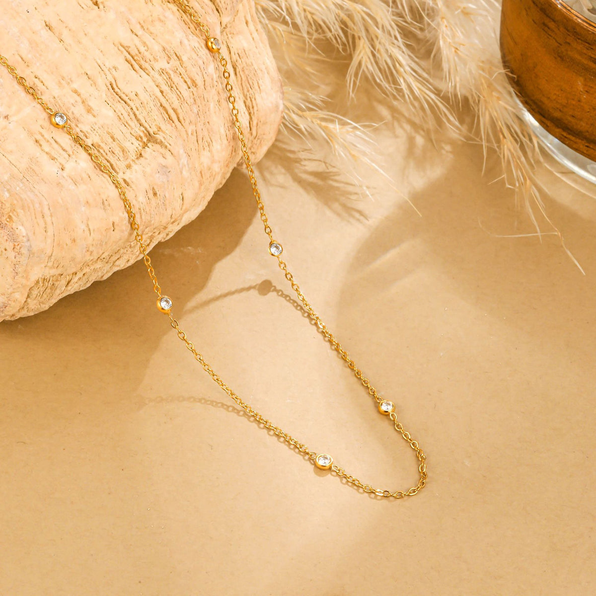 Zircon Clavicle Chain Stainless Steel Necklace