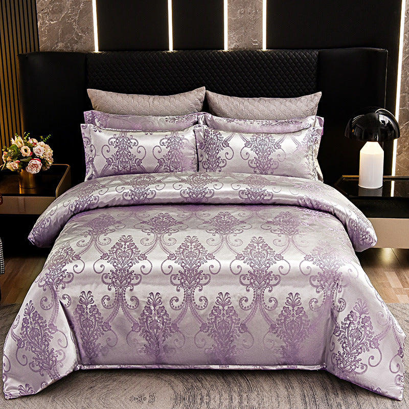 European Style Satin Silk Jacquard Bedding Set