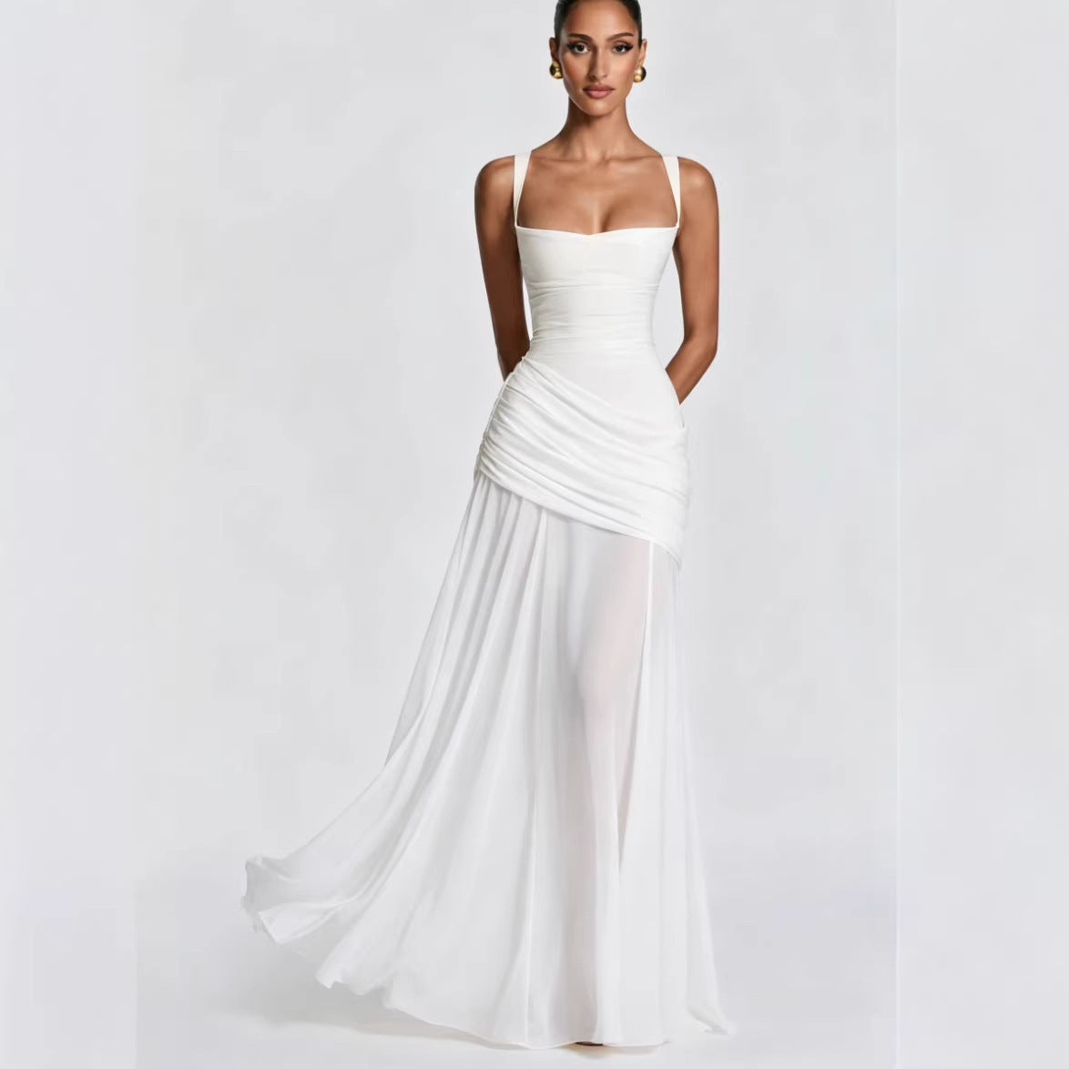 Elegant Backless Chiffon Evening Gown
