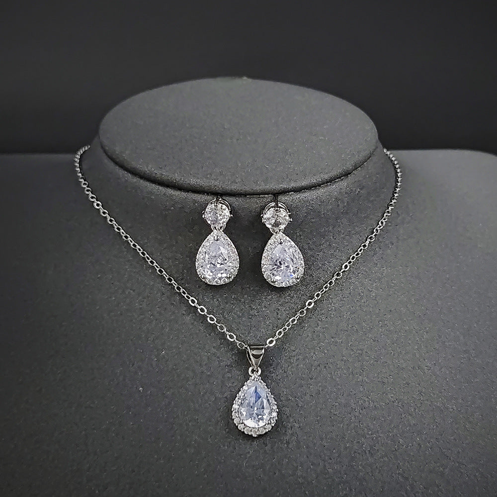 Pear-Shaped Zircon Earrings Necklace Set