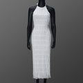 Womens Backless Pleated Long Dress