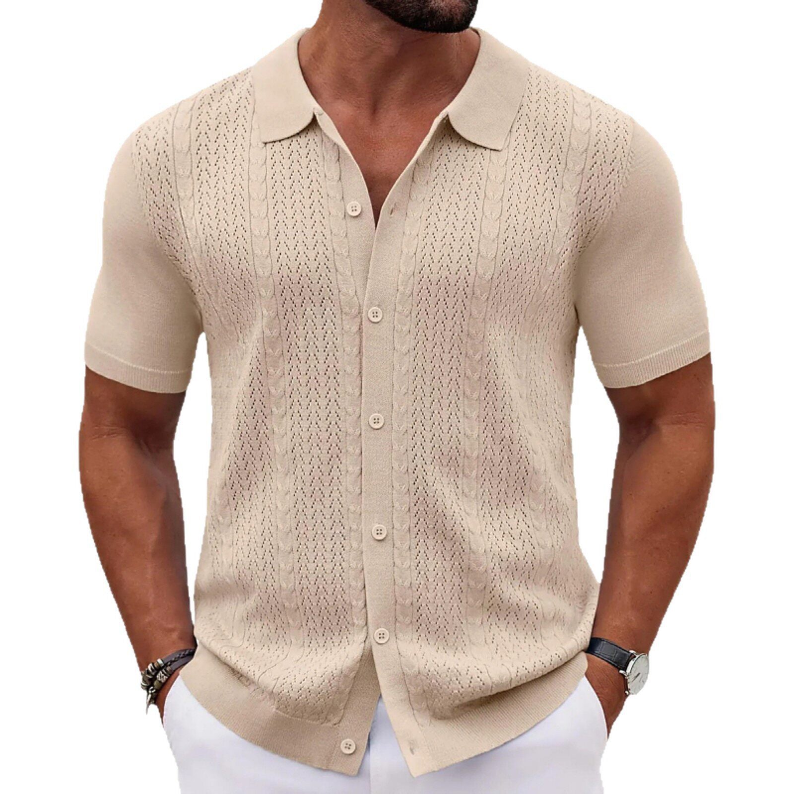 Short-sleeve knitted top