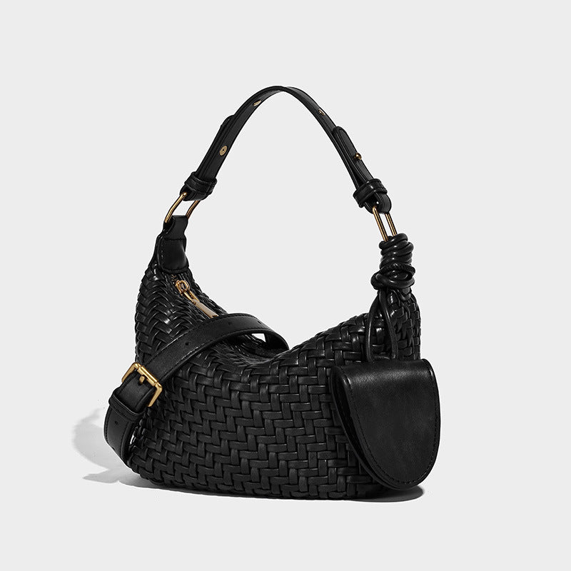 Hand-Woven PU Leather Crossbody Bag