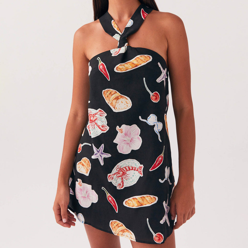 Halter Neck Backless Bow Dress