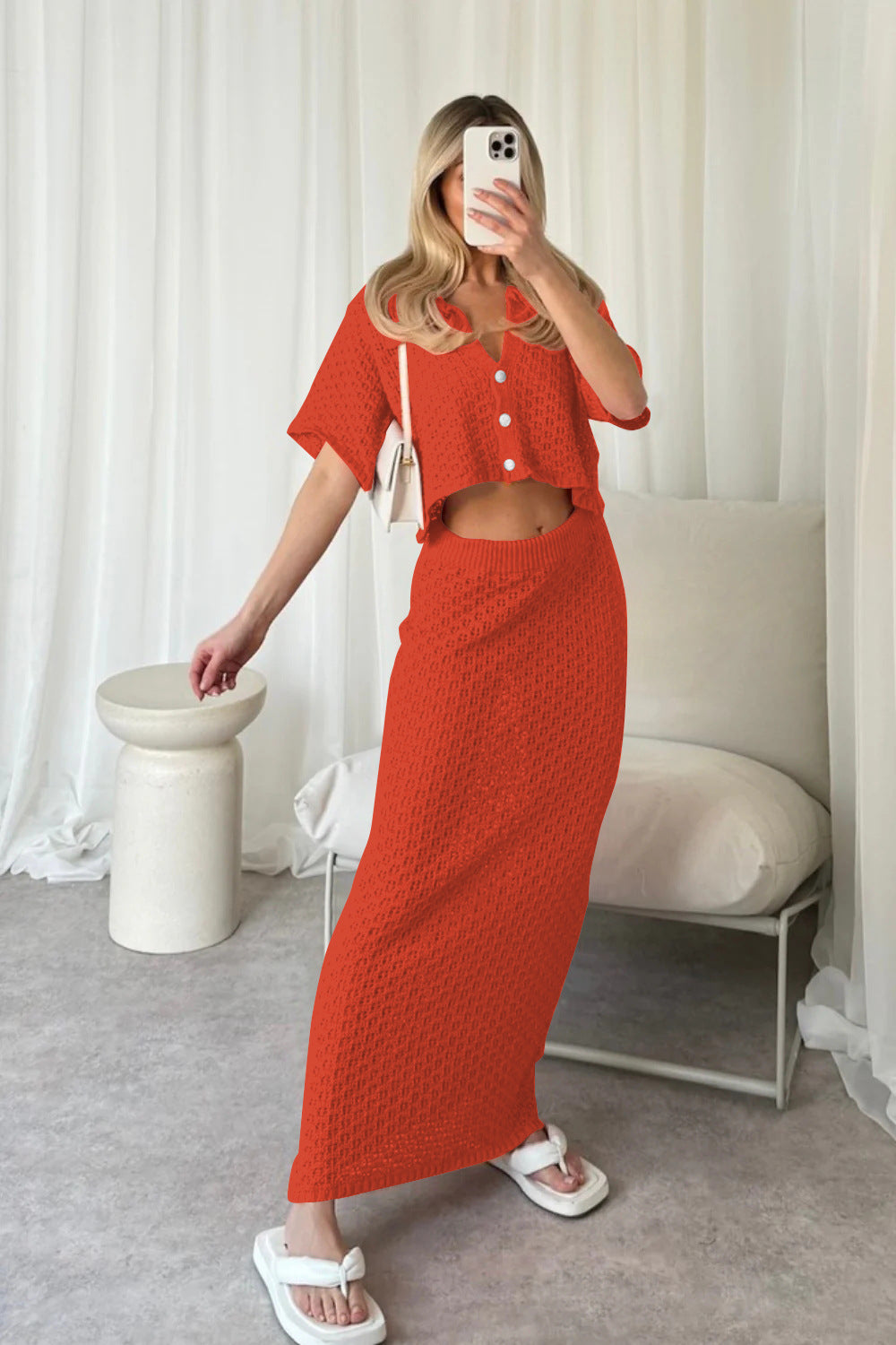 Womens Crochet Knit Bodycon Dress