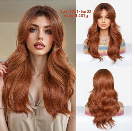 Brown Bang Long Curly Hair Wig