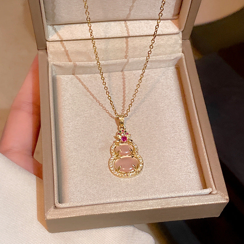 Elegant Titanium Steel Zircon Pearl Pendant Necklace