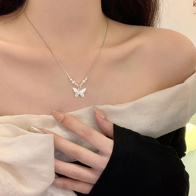 Butterfly Pearl Necklace