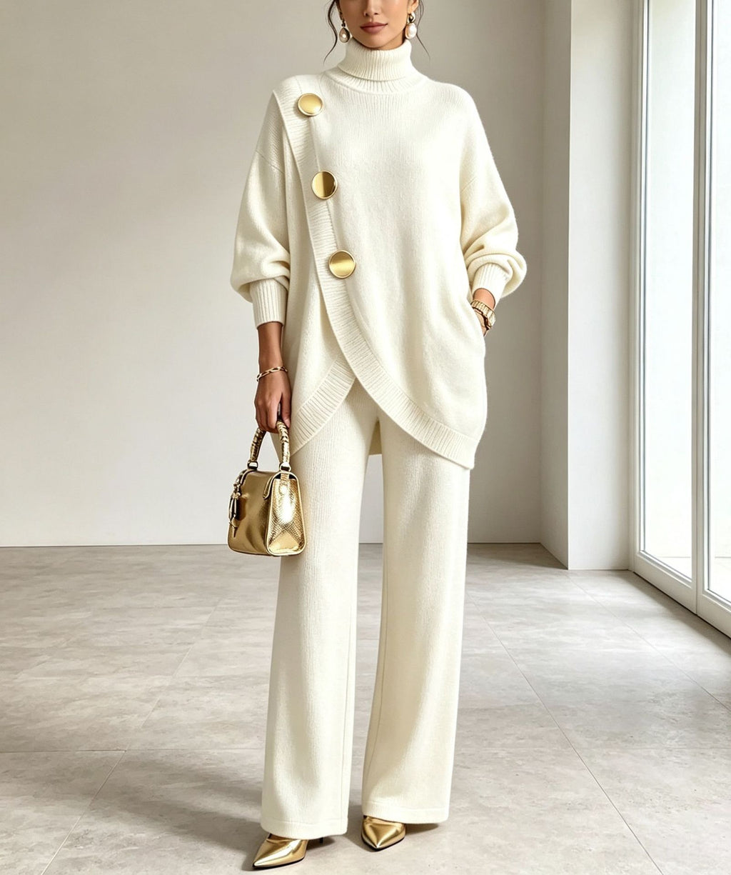 Womens High Neck Knit Two Piece Set