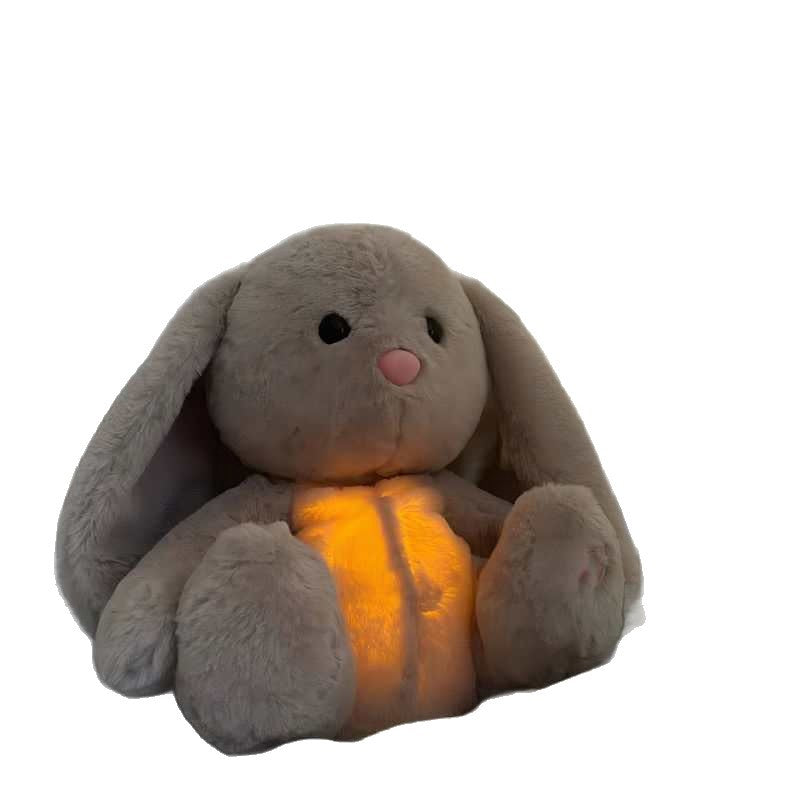 Breathing Soothing Plush Sound and Light Rabbit Doll for Infant Sleep