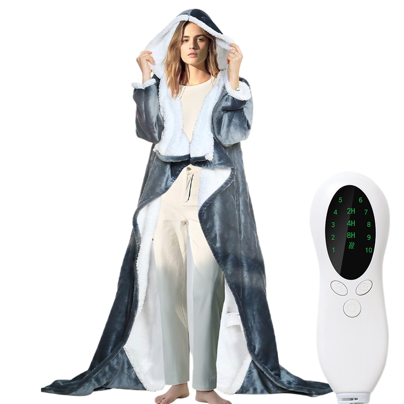 Wearable Electric Heating Blanket with Sleeves and Hood