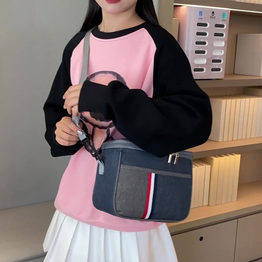 Insulated Oxford Lunch Bag with Ice Pack Compartment