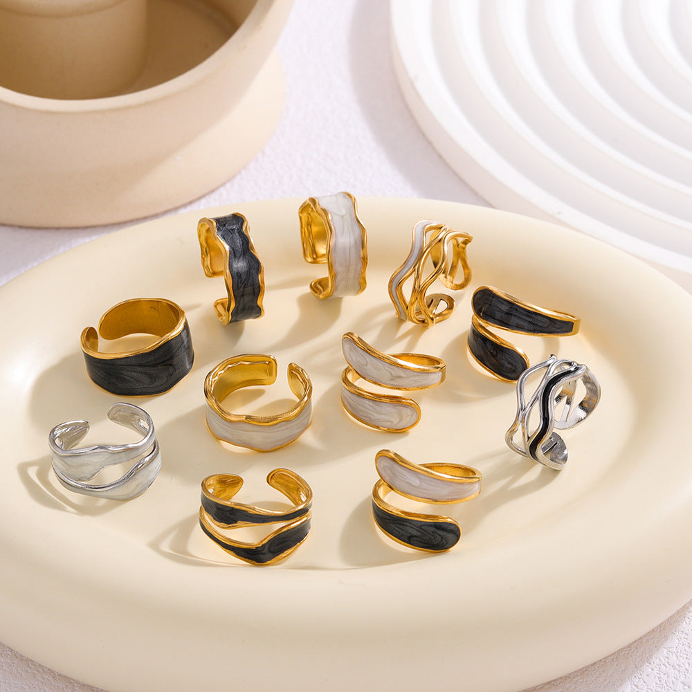 Adjustable Gold Plated Stainless Steel Ring