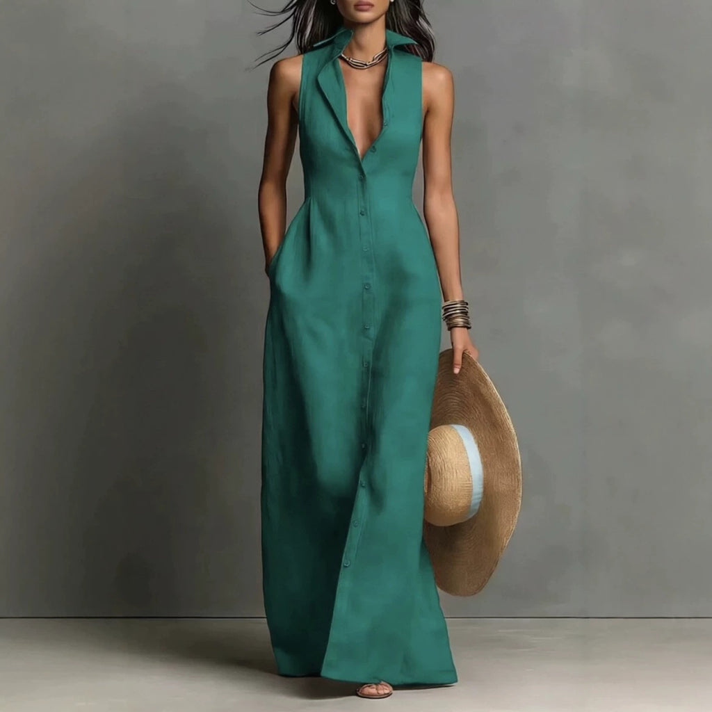 Sleeveless blouse-style dress