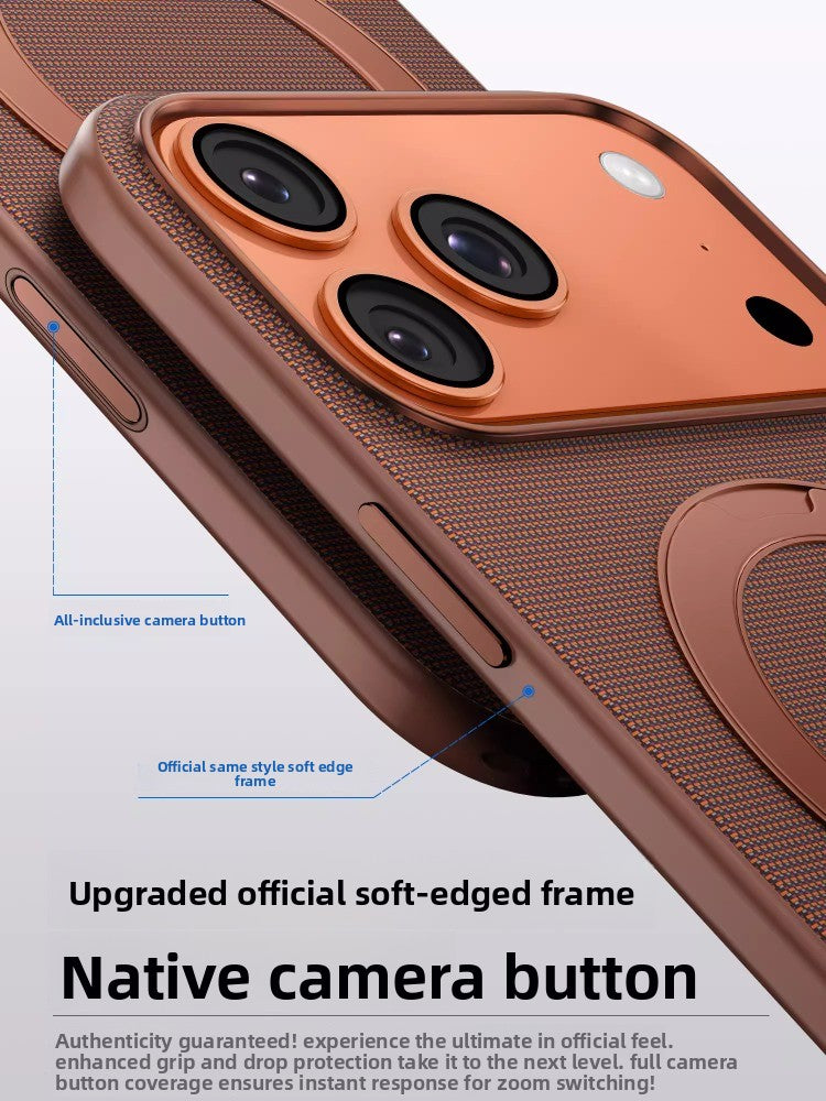 Magnetic Phone Case with Rotating Stand and Camera Button