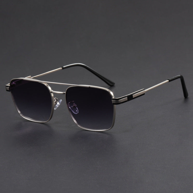 Retro Square Frame Metal Sunglasses
