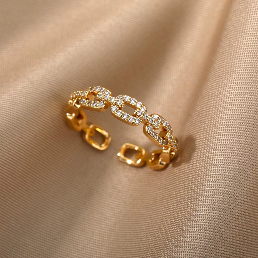 Gold Plated Zircon Open Ring
