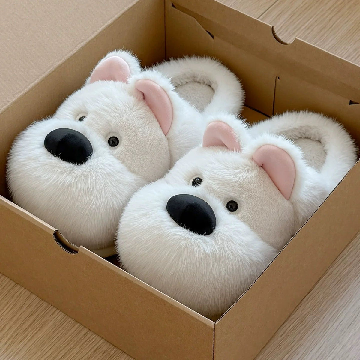 Women's winter warm and slip-resistant plush puppy cotton slippers
