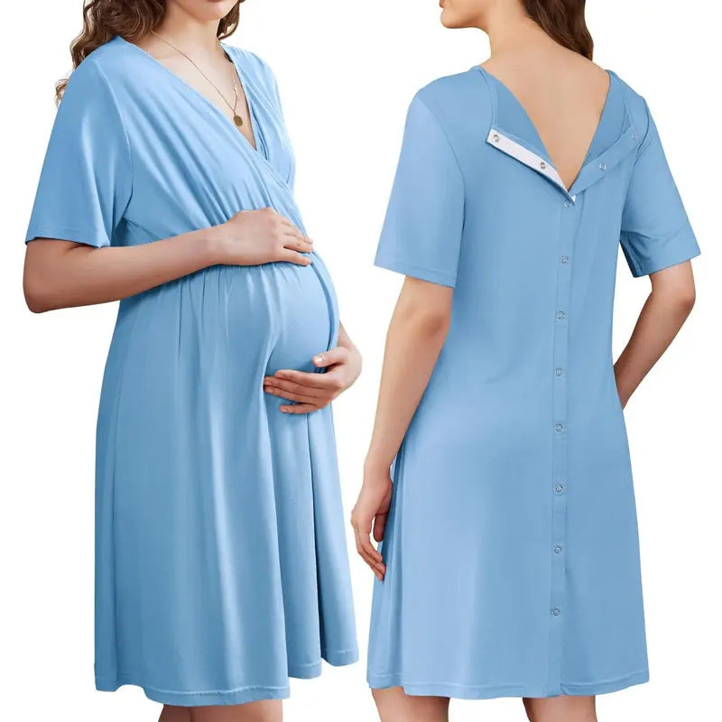 Loose V-Neck Short Sleeve Dress