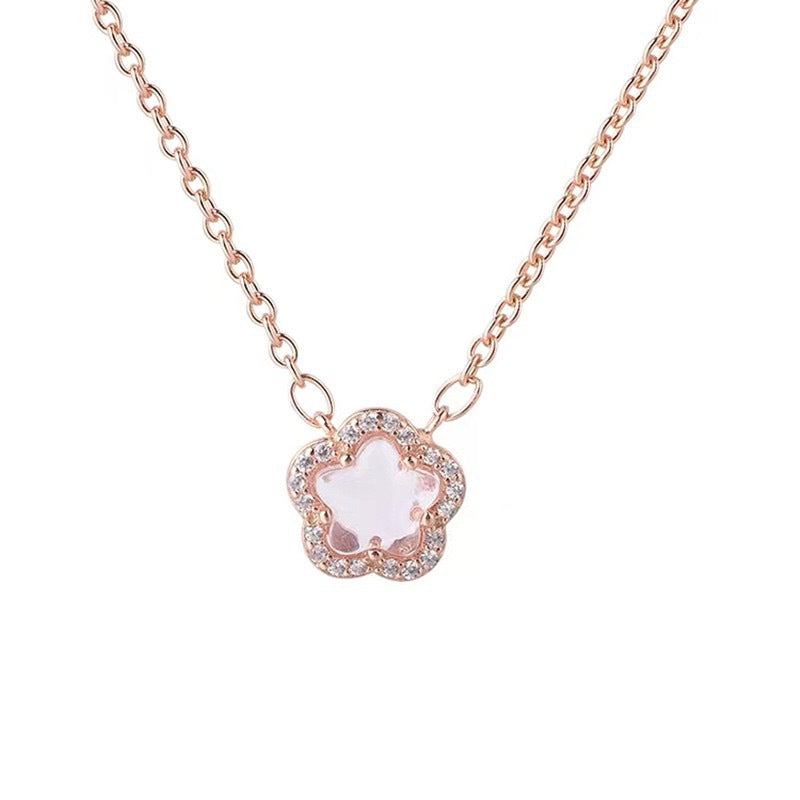 Pink Crystal Cherry Blossom Necklace