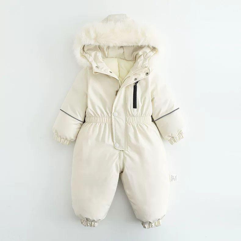 Warm, thickened one-piece ski suit for boys and babies