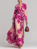 Floral Print Chiffon Tie Waist Dress