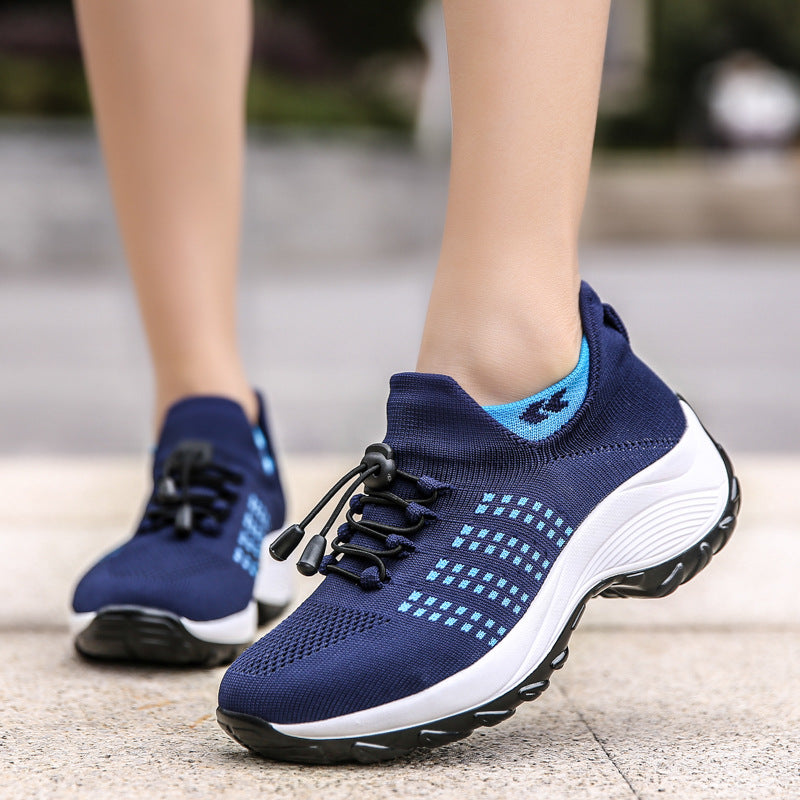 Womens Wedge Heeled Casual Sports Shoes