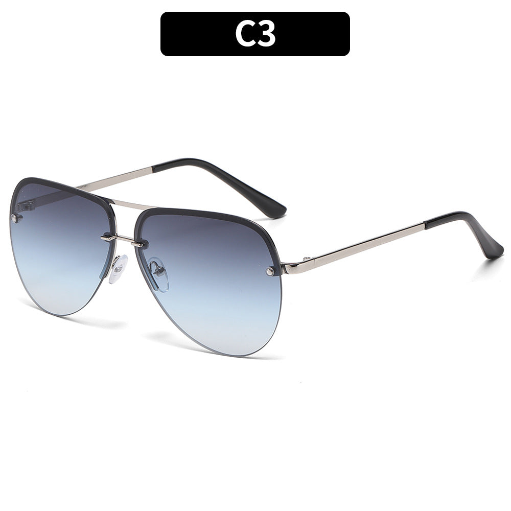 Metal double-barrel pilot sunglasses