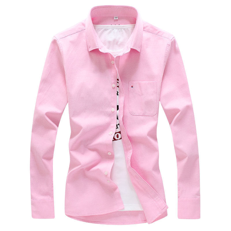 Mens Casual Solid Color Long Sleeve Shirt