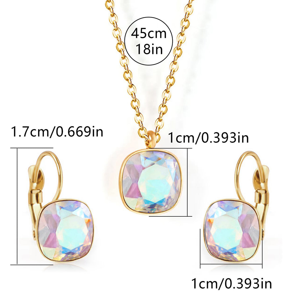 Square Zircon Jewelry with Gold Plated Finish