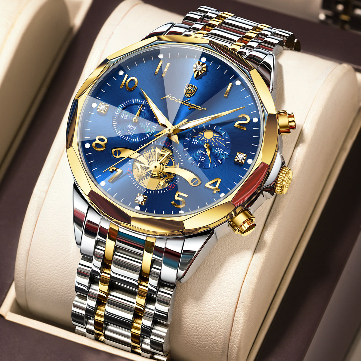 Multifunctional men's waterproof luminous chronograph business casual wristwatch