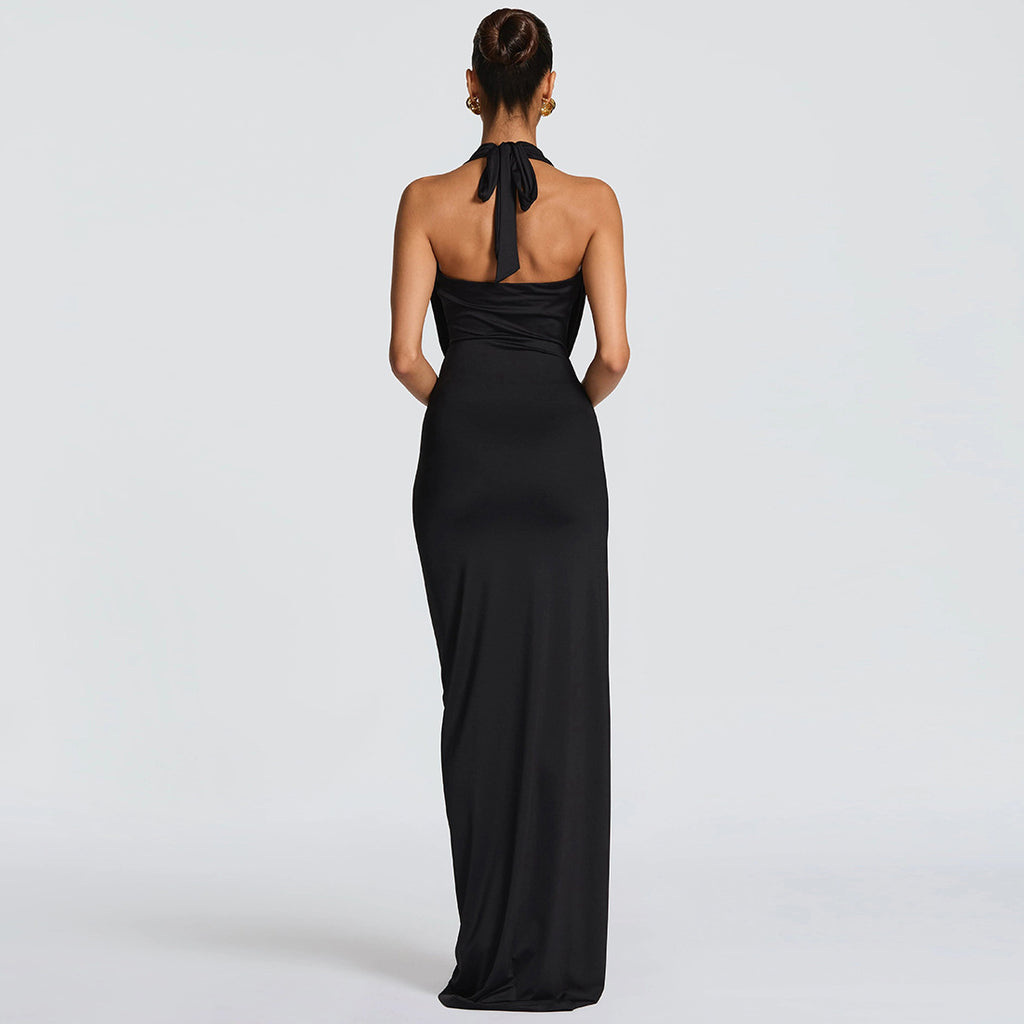 Deep V-Neck Backless Bodycon Dress