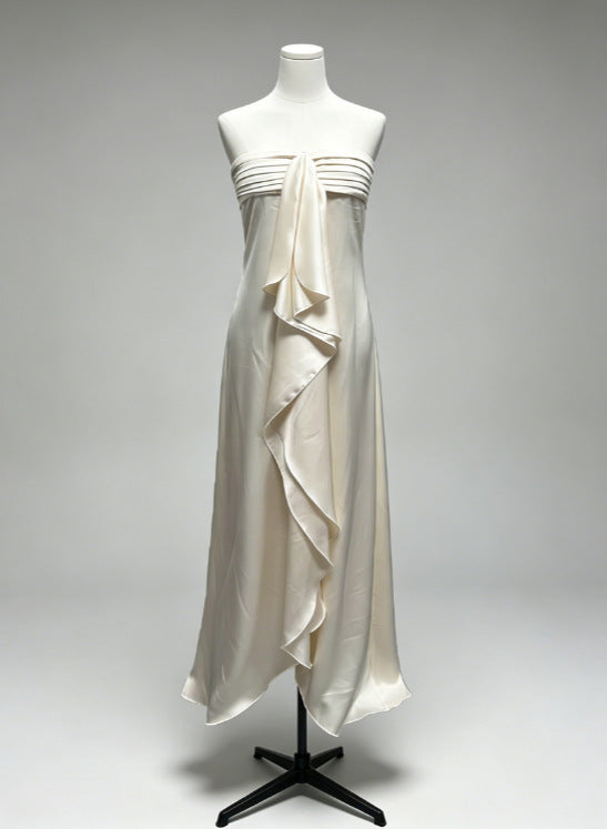 Womens Slim-Fit Satin Dress with Slit