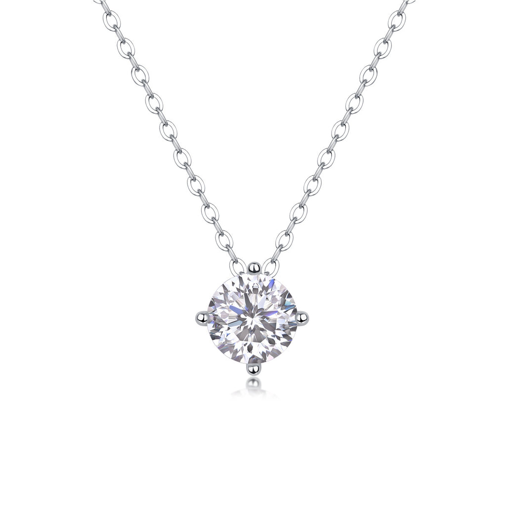 Sterling Silver Moissanite Geometric Pendant Necklace