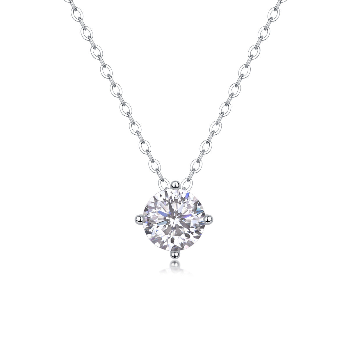 Sterling Silver Moissanite Geometric Pendant Necklace
