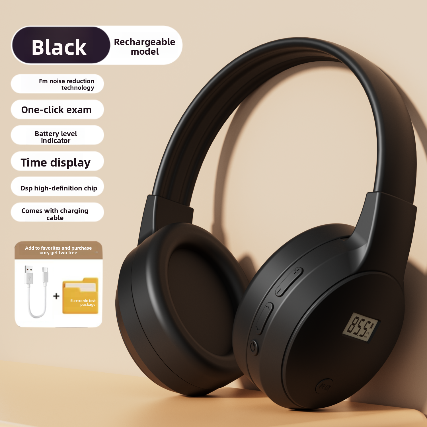 CET Exam Headphones with FM Radio and Bluetooth