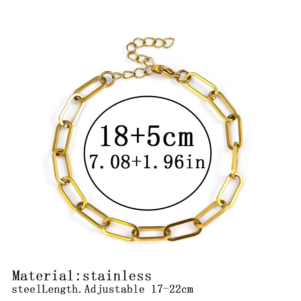 316L Titanium Steel Bracelet Waterproof Hypoallergenic Gold Plated Chain Jewelry for Men Women Unisex Fashion Accessories