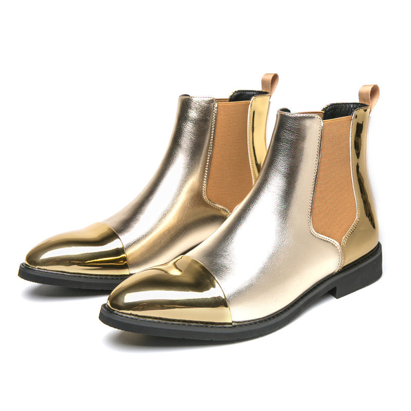 Spring and autumn high-top leather shoes